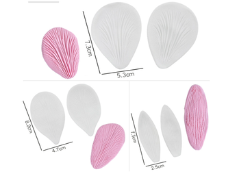 Набор молдов Лепестки длинные, 2 части, 3шт: 7,3*5,3/8,2*4,7/7,5*2,5, силикон