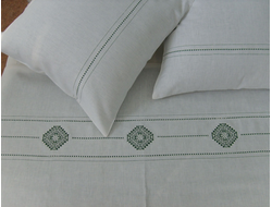 Комплект льняного постельного белья "Резные узоры" двуспальный-евро
