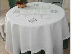 Комплект льняного столового белья "Кордилина" - прямоугольная скатерть с вышивкой 140*250 см и салфетки 6 шт.
