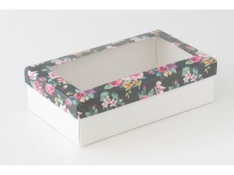 Коробка подарочная ВЫСОКАЯ 5П-В 7 см С ОКНОМ (25*15* выс 7 см), темные розы