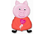 Шар (14&#039;&#039;/36 см) Мини-фигура, Поросенок с сердцем, Розовый, 1 шт.