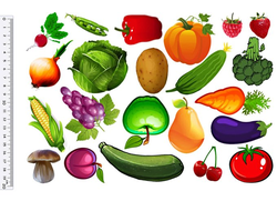 Фетр с рисунком "Овощи фрукты"