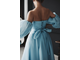 Голубое платье миди с объемными рукавами буфами "Krista azure"