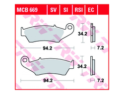 Тормозные колодки TRW MCB669 для Honda // Kawasaki // Suzuki (Organic Allround)