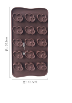Форма для конфет и шоколада 15 ячеек 20,5х10,5х1,5 см &quot;2 Сердца&quot;