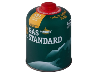 Газ для порт. плит TOURIST GAS STANDARD (TBR-450) (КОРЕЯ), метал. баллон, 450гр. резьб., (всесезонный)