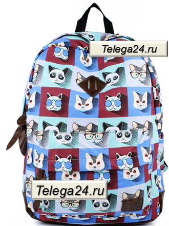 Рюкзак женский PYATO p-133 - Котики / Cats - голубой