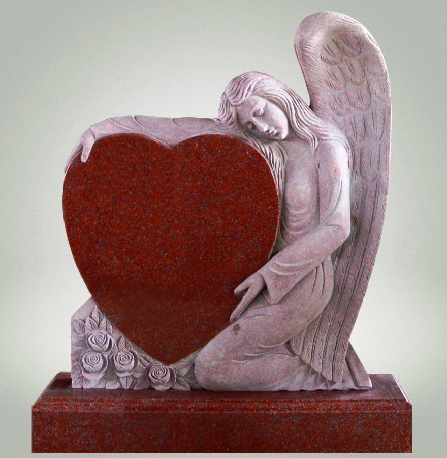 гранитный памятник на могилу Ангел и Сердце