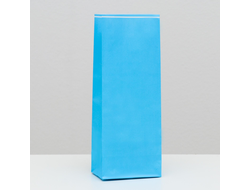 Пакет бумажный подарочный БЕЗ ручек, Голубой, 10 х 26 х 7 см, 1 шт