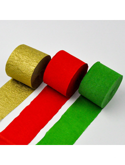 Ленты бумажные гофрированные золото, красный, зеленый