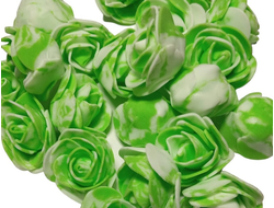 Цветочная головка "Зеленая мраморная роза", диаметр 3,5 см, цена за 1 шт