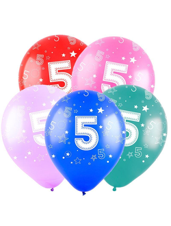 Воздушные шары с гелием "С днем рождения! цифра 5" 30см