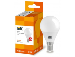 Лампа светодиодная IEK шар G45 E14 7W(630lm) 3000K 2K 78x45 матов. ECO LLE-G45-7-230-30-E14