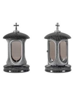 Лампада габбро с крестом Вставка серебро 30 см