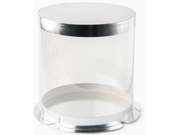 Коробка для торта прозрачная / тубус, диаметр 300 * высота 284 мм, СЕРЕБРО