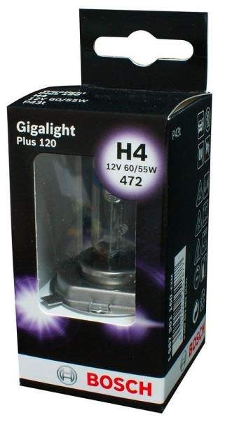 Лампа BOSCH Gigalight Plus 120% H4 12V 60/55W 1 шт.