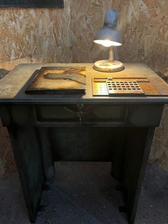 Teacher's desk with lamp