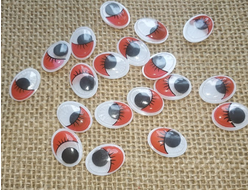 Глазки клеевые, размер 12*16 мм, цвет красный, цена за 1 пару