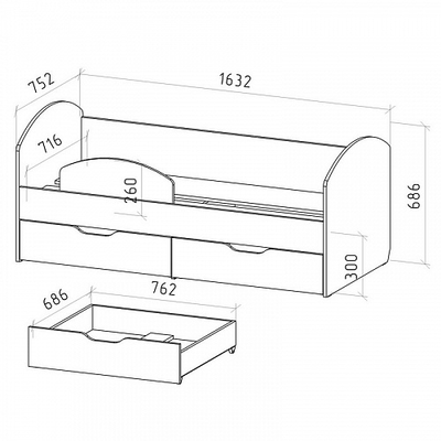 Кровать Орион 70 х 160 с ящиками