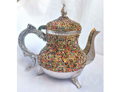 Серебряный чайник заварочный со стразами Турция арт.376