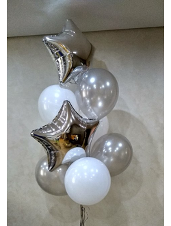 Набор шаров с гелием "Серебрянные звезды"