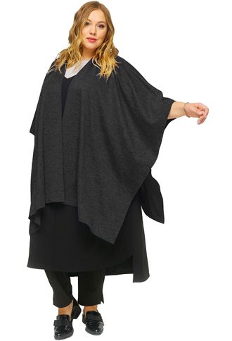 Женская одежда - Накидка-пончо из меланжевого джерси Арт.1821803 (Цвет темно-серый меланж) Размер универсальный