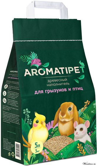 Древесный наполнитель для грызунов и птиц Aromatipet 3 кг