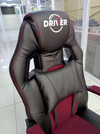 кресло компьютерное DRIVER кож/зам/ткань, черный/бордо