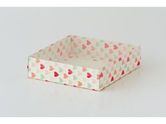 Коробка на 1 печенье с прозрачной крышкой, 11,5*11,5*3 см, сердечки