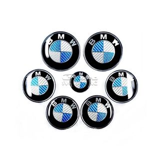 Комплект штатных синих эмблем под карбон для BMW