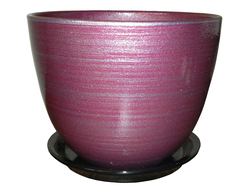 Однотонный фиолетовый стильный керамический горшок для комнатных цветов диаметр 13 см