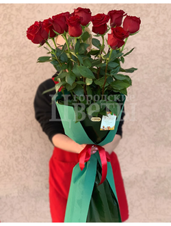 11 красных роз высотой 100 см