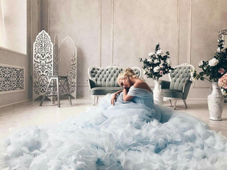 Голубое пышное платье для фотосессии "Принцесса"