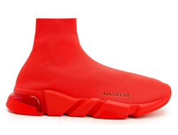 Кроссовки-носки Balenciaga Speed Clear Sole моно красные