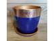 Керамический горшок для цветов "Валенсия Сапфировый" 15 см (2 л) с бронзовой полосой