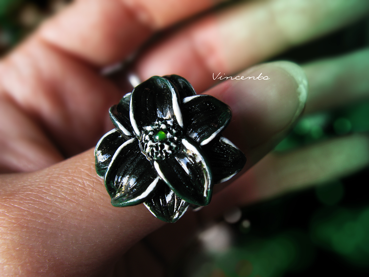 Необычное кольцо-цветок из долины папоротников, украшение в стиле фэнтези