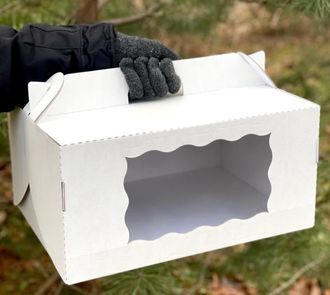 Коробка чемодан для торта Цифры с фигурным окном с РУЧКОЙ, 30*40*20 см