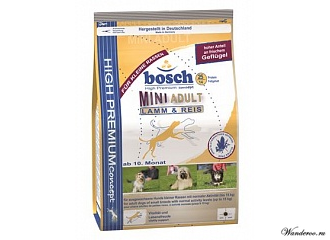 Bosch Mini Adult Бош Мини Эдалт корм для взрослых собак мелких пород - ягненок, рис, 15 кг