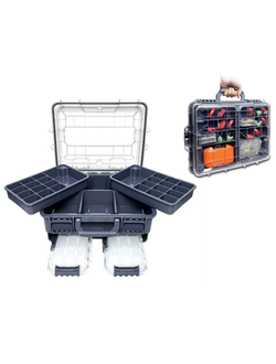 Ящик рыболовный 2уровневый + 2 коробки/ СЕРЫЙ