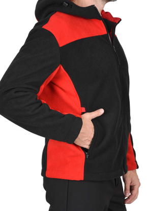 Куртка флисовая "СИРИУС-ТЕХНО" (флис дублированный) черная с красным