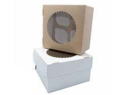 Коробка на 4 кекса ECO MUF 4 (16*16*10 см), двухсторонняя Крафт/Белая