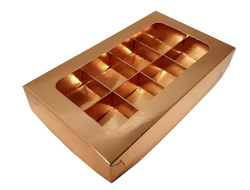 Коробка на 8 конфет с вклеенным Окошком, 19*11*3 см, ЗОЛОТАЯ (050044)