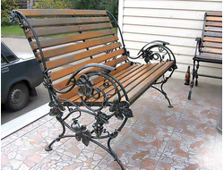 Кованая скамейка с виноградной лозой - арт 014