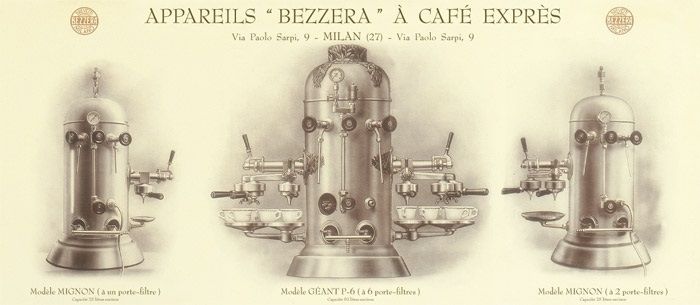 Рекламный плакат кофемашина Bezzera модель “Gigante”, 6 групп, бойлер 50 литров