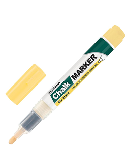 Маркер меловой MUNHWA "Chalk Marker", 3 мм, ЖЕЛТЫЙ, сухостираемый, для гладких поверхностей, CM-08