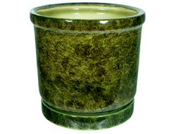 Зеленый напольный керамический горшок для цветов диаметр 40 см 31 л глянцевый