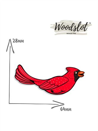 Птица Кардинал - Брошь/ значок - 585