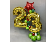 Композиция с цифрами и звёздами к 23 февраля