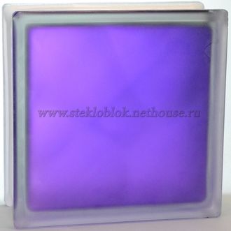 Стеклоблок Vitrablok (Чехия) &quot;Волна&quot;, окрашенный внутри, Аметист (фиолетовый) матовый