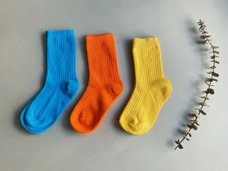 Комплект носочков (желтый, оранжевый, ярко-голубой - 3 пары) 1-3 года